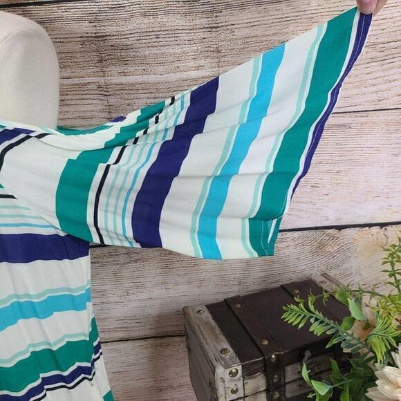 NWT Sanctuary Womens Blouse Top Size S Blue Cold Shoulder Scoop Neck Striped - Picture 4 of 4